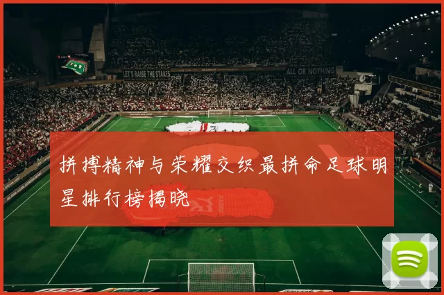拼搏精神与荣耀交织最拼命足球明星排行榜揭晓